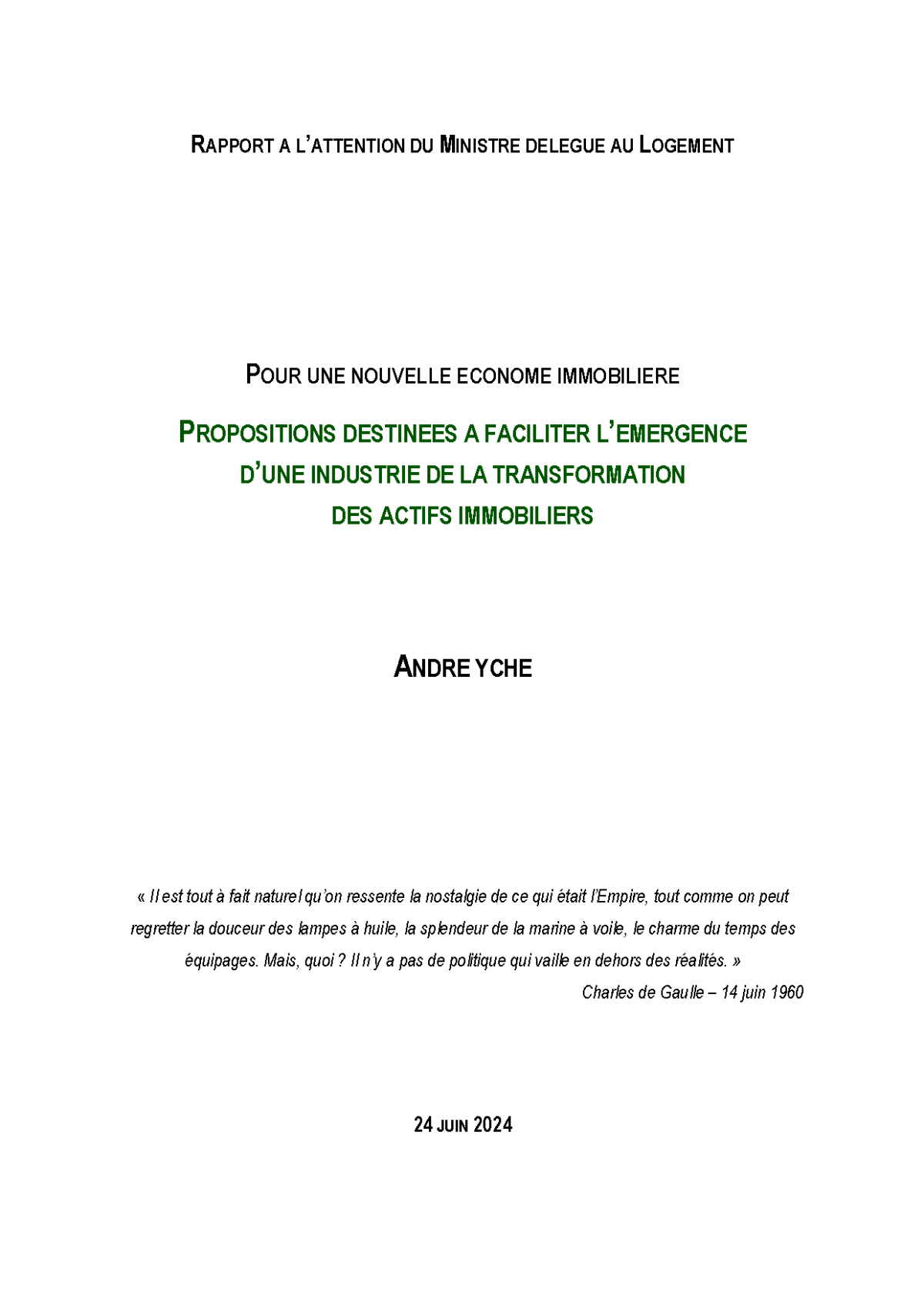 Pour une nouvelle économie immobilière – Propositions destinées à faciliter l’émergence d’une industrie de la transformation des actifs&nbsp;immobiliers